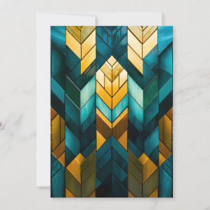 Anúncio Elegante Moderno Abstrato Dourado Azul Geométrico