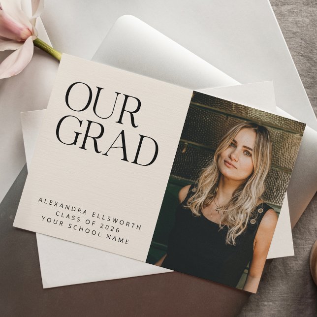 Anúncio Elegante Moderno Duas Fotos Marfim Simples Graduaç (Criador carregado)