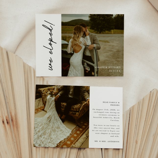 Anúncio Elegante Moderno Script 2-Foto Casamento 'Fugimos' (Criador carregado)
