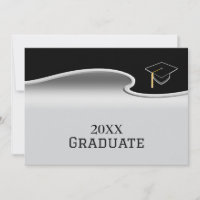 Elegante Prata e Preto com Fotografia de Formatura
