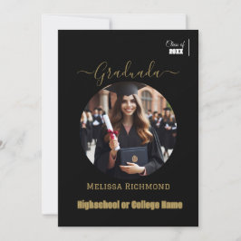 Anúncio Elegante preto e ouro Foto em espanhol formada