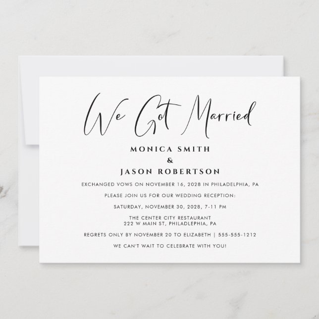 Anúncio Elegante Recepção de Casamento Nós Nos Casamos (Frente)