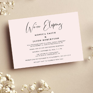 Anúncio Elegante Recepção de Casamento Rosa Estamos Fugind