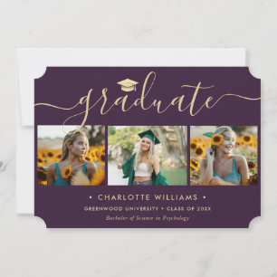 Anúncio Elegante Roxo Dourado 4 Fotos Graduação