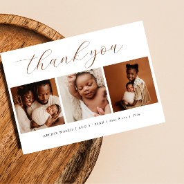 Anúncio Elegante Script Mínimo 3 Foto Obrigado Novo Bebê