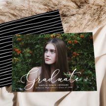 Elegante Script Preto Fim de Curso Foto