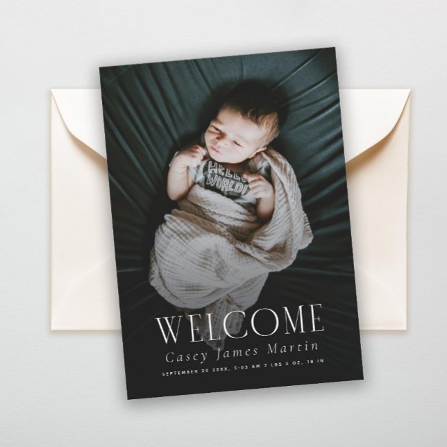 Anúncio Elegante Serif Welcome Baby Photo Birth (Criador carregado)