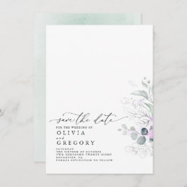 Anúncio Elegante Silver Greenery Salvar A Data