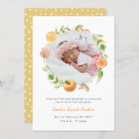 Elegante Yellow Rose Wreath Floral Photo Birth