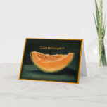 Anúncio Elopement Announcement: Cantaloupe, Pun, Funny<br><div class="desc">This is my original oil painting of a slice of cantaloupe,  along with a humorous announcement about you recent elopement.  You can add your own details to the inside of the card.  This one reads "Yes we can! We just DID!!" on the inside.</div>