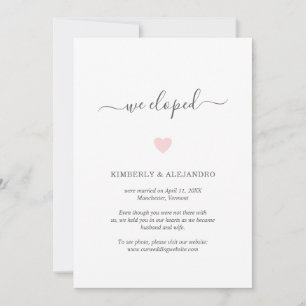 Anúncio Elopemento de Casamento Coração Rosa Bonito