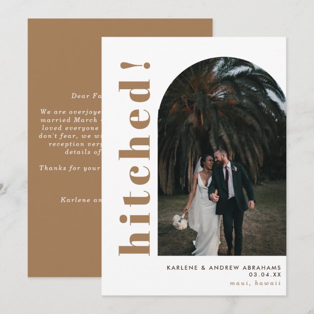 Anúncio Elopemento de Casamento de Foto do Arco de Tonalid (Frente/Verso)