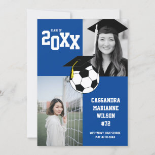 Anúncio em branco azul do esporte para graduaçã