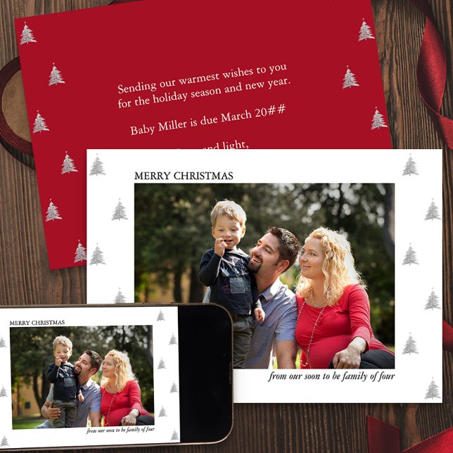 Anúncio Em breve será Família de Quatro Feriados Fotográfi (Holiday Card and Pregnancy Announcement from your soon to be family of four)