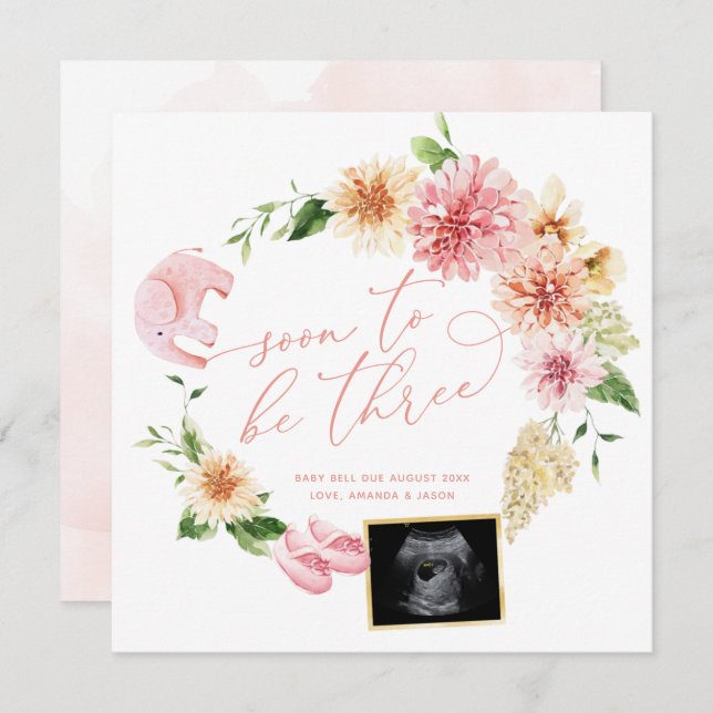 Anúncio Em Breve, Três Revelação De Gravidez Ultrassônica (Frente/Verso)