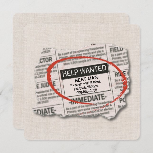 Anúncio em Jornal Best Man Request (Frente/Verso)