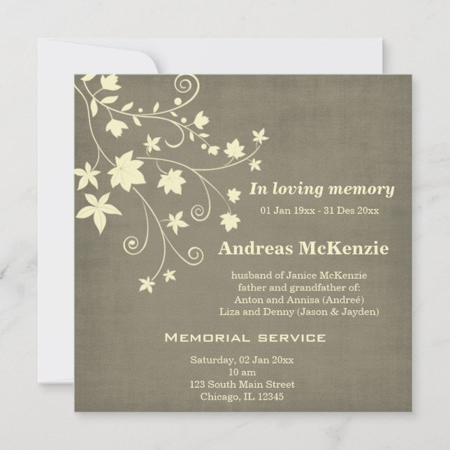 Anúncio Em memória de amor (Frente)