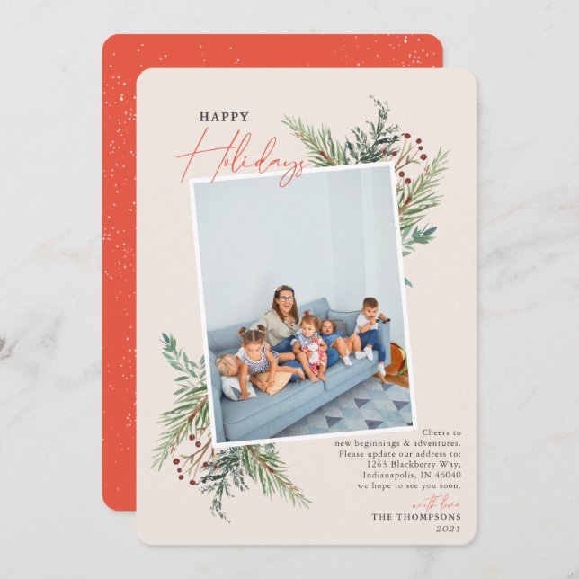 Anúncio em Movimento Pine Tan de Feriados Felizes (Frente/Verso)