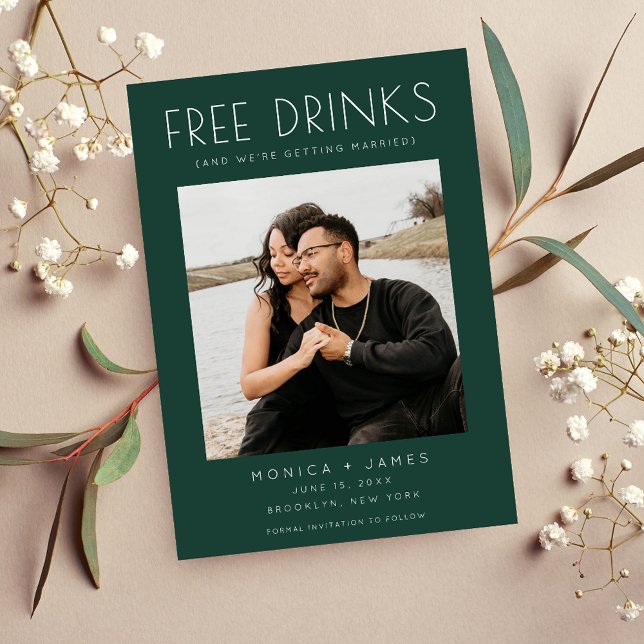 Anúncio Emerald Green Engraçado Casamento Salve a Data (Emerald Green Funny Wedding Save the Date)