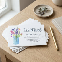 Endereço Floral Azul Empoeirado Mudamos