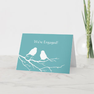 Anúncio Engaged Announcement Cute Sparrow Bird  Blue
