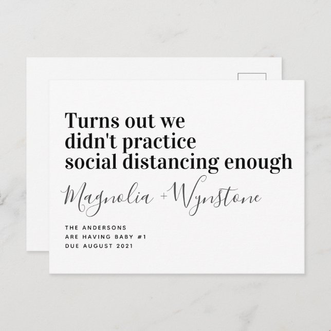 Anúncio engraçado de gravidez em distanciamento so (Frente/Verso)