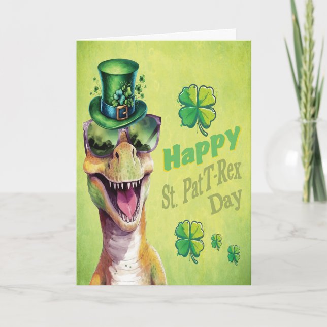 Anúncio Engraçado Dinossaur leprechaun Dia de São Patrício (Frente)