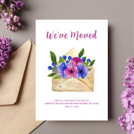 Anúncio Envelope Floral de Aquarela | Mudamos de Endereço