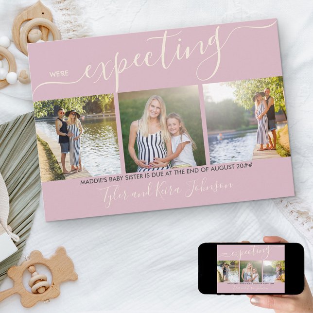 Anúncio Escrita elegante 3 Quadrada Foto Bebê Grávida (Criador carregado)