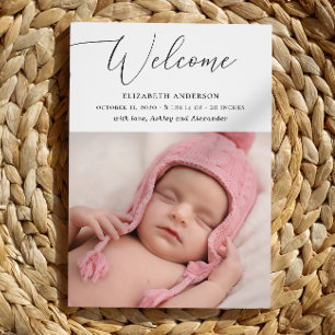 Anúncio Escrita elegante branca e negra, nascimento modern