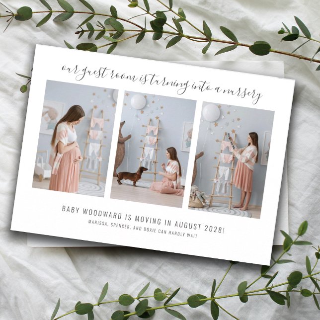 Anúncio Esperando 3 Colagem de Fotografias Gravidez Rosa (Criador carregado)