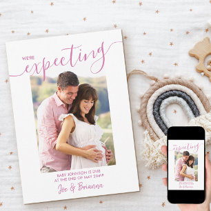 Anúncio Esperando a gravidez do Marinho rosa com script El