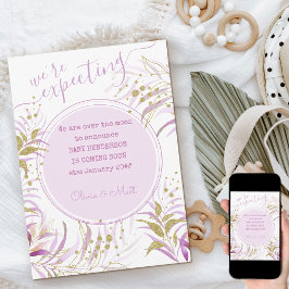 Anúncio Esperávamos uma gravidez foliar rosa e Dourada