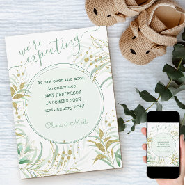 Anúncio Esperávamos uma gravidez foliar verde e Dourada