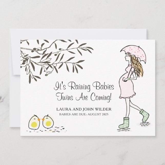 Anúncio Está chovendo, bebês, guarda-chuva rosa, mãe, grav (Frente)