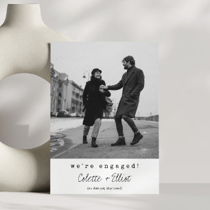Anúncio Estamos Engajados Duas Fotos Simples Elegante Chic