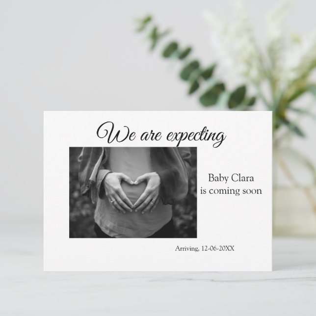 Anúncio estamos grávidas adicionar nome de bebê data gravi (Em pé/Frente)