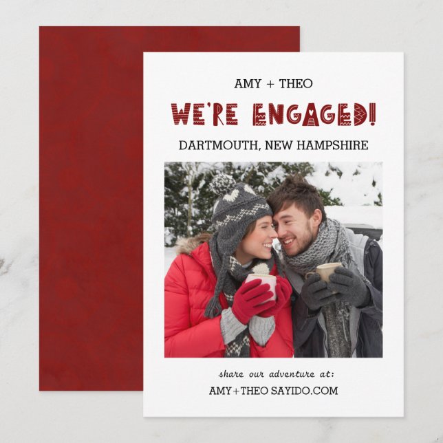 Anúncio Estamos Noivos Foto Moderna Tendência Legal Noivad (Frente/Verso)