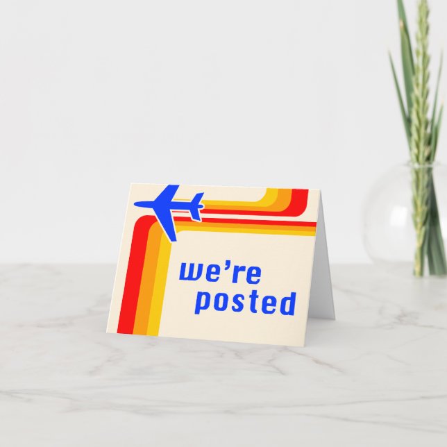 Anúncio estamos postados: avião retrô (Frente)