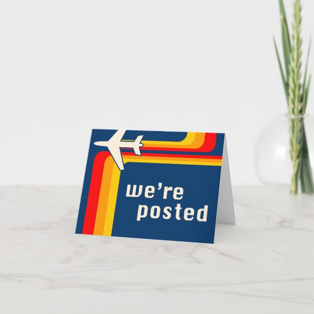 Anúncio estamos postados: avião retrô (Frente)