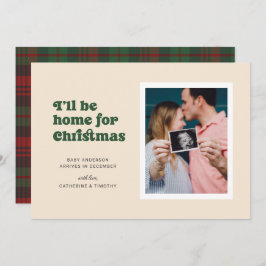 Anúncio Estarei em casa para a gravidez de Natal (verde)