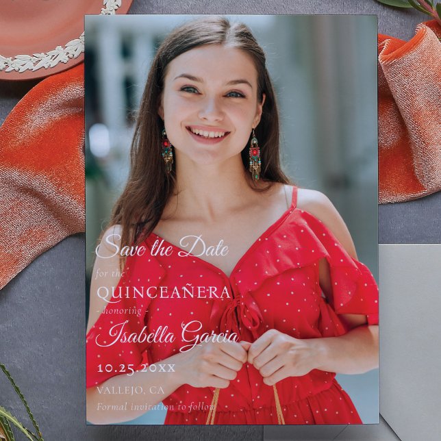 Anúncio Estilo mexicano Quinceañera Foto Salvar data (Criador carregado)