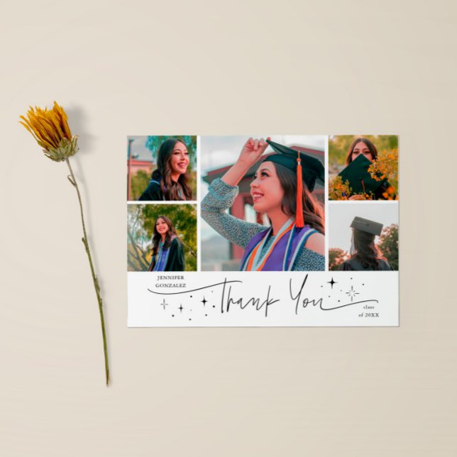 Anúncio Estrelas Brilhantes Branco Grad Multi Foto Obrigad (Criador carregado)