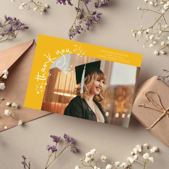 Anúncio Estrelas Excêntricas Amarelo Grad Foto Obrigado (Criador carregado)