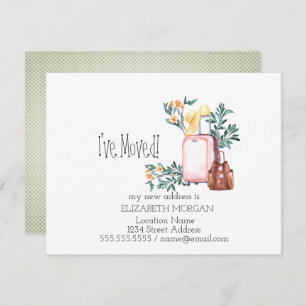 Anúncio Eu mudei, malas, flores, novo endereço