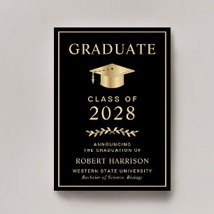 Anúncio Faculdade Elegante Preto Dourado Graduação