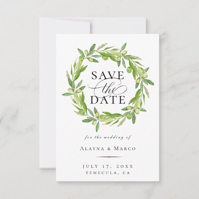 Anúncio Faixa De Azeitona Tuscan Salvar A Data (Frente)