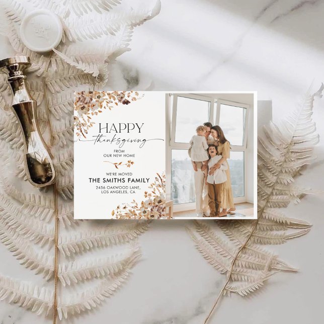 Anúncio Fall Leaves Thanksgiving Flat Announcement Card (Criador carregado)