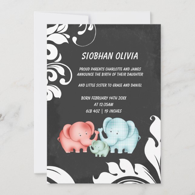 Anúncio Família De Elefantes Mãe Pai E Bebê (Frente)