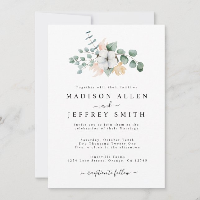 Anúncio Farmhouse Cotton Eucalyptus Invitation (Frente)